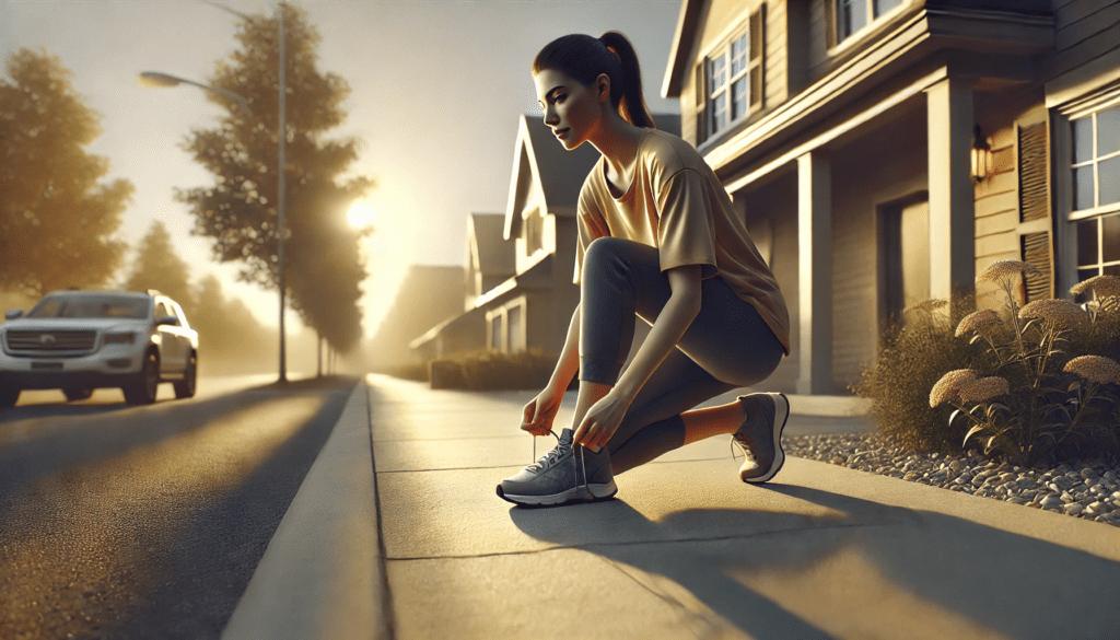 A runner staying consistent with their routine, running at sunrise.